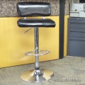 Black Leather Hudson's Bay Bar Stool w/ Chrome Base